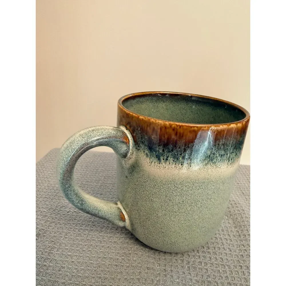 Large Capacity Raku Retro Mug Beautiful reactive glaze finish New 15 1/2 Oz